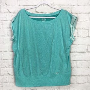 Nike DriFit Blue Cap Sleeve Vented Boatneck Top L